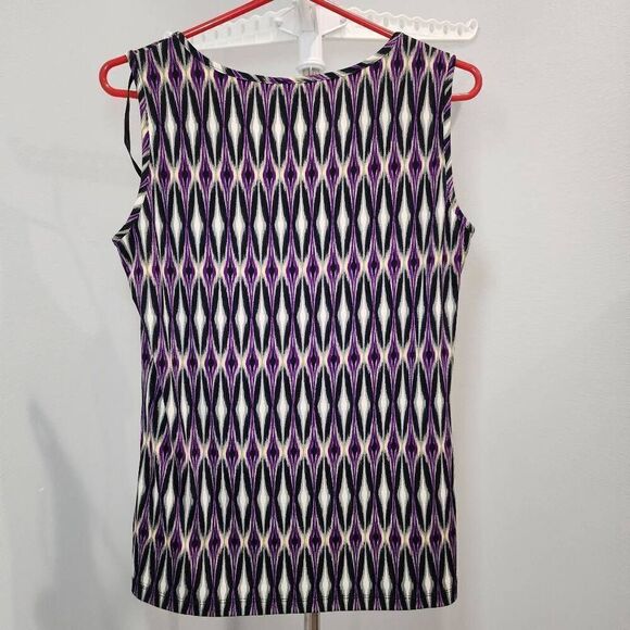 Roz & Ali Purple Geometric Print Sleeveless Top Size S - Picture 2 of 9